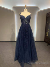 Dark Navy Blue Long Lace Prom Dresses, Dark Navy Blue Long Lace Formal Evening Dresses